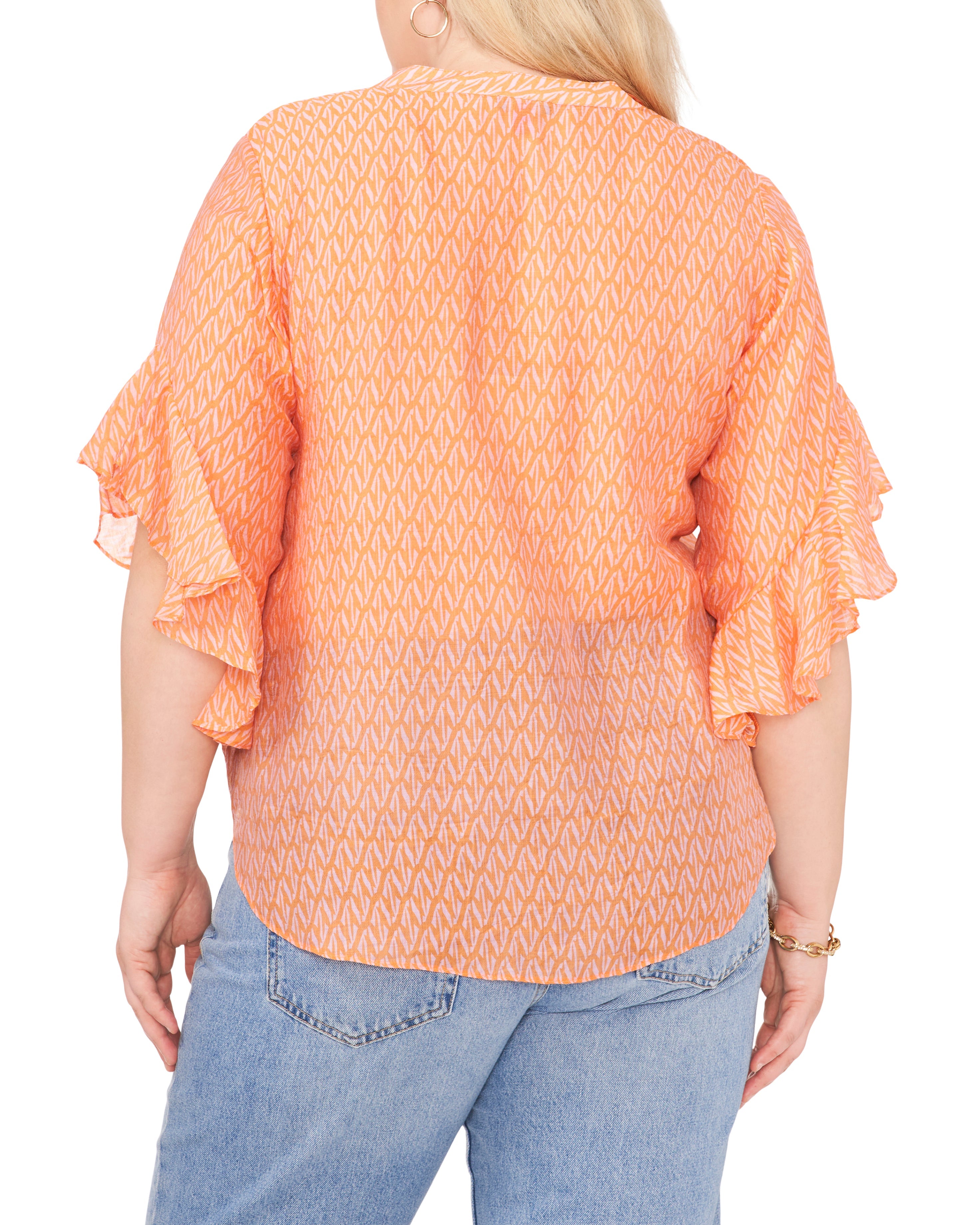 Plus-Size Pintuck Pleated Flutter Sleeve Blouse - Vince Camuto