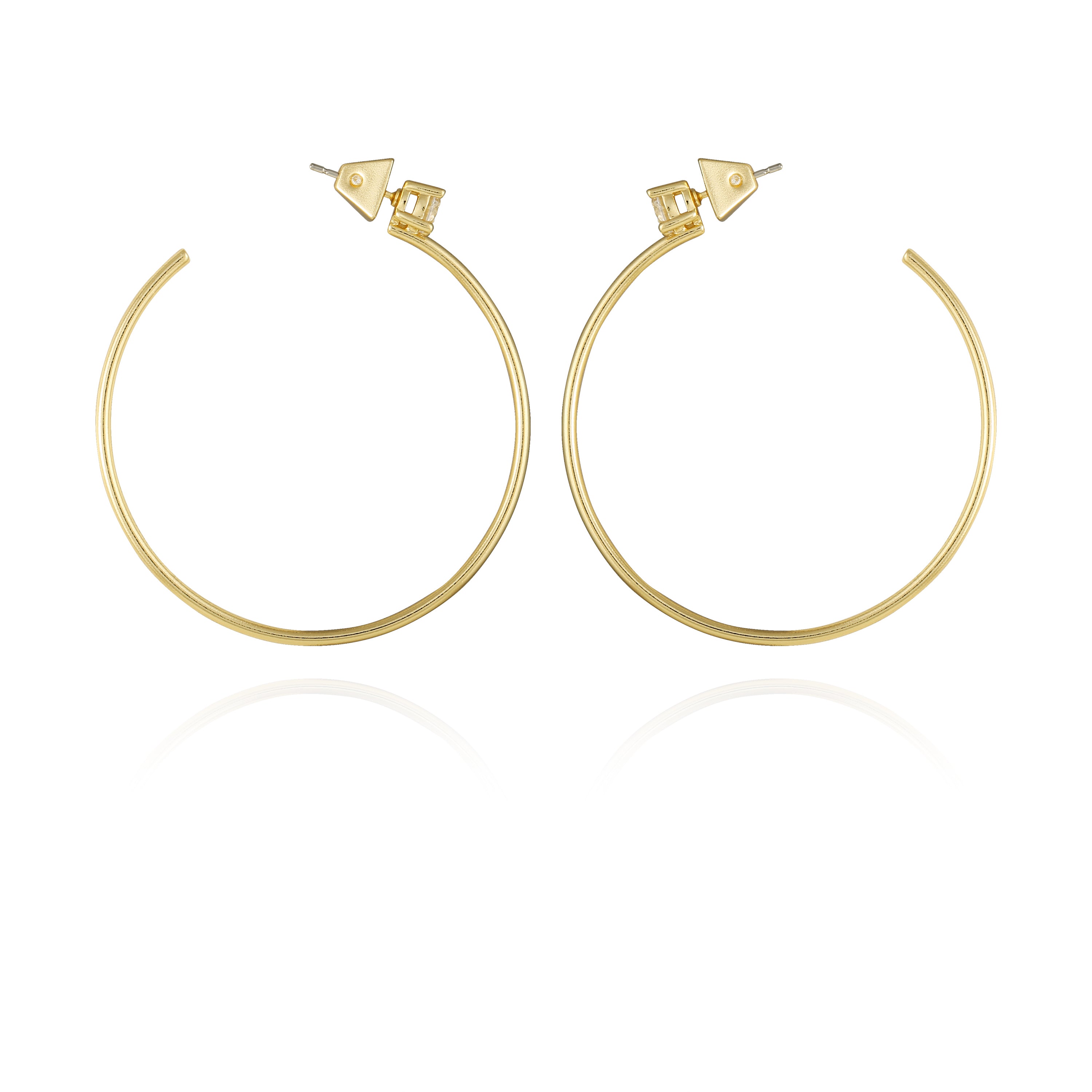 Goldtone Cubic Zirconia Open Hoop Earrings