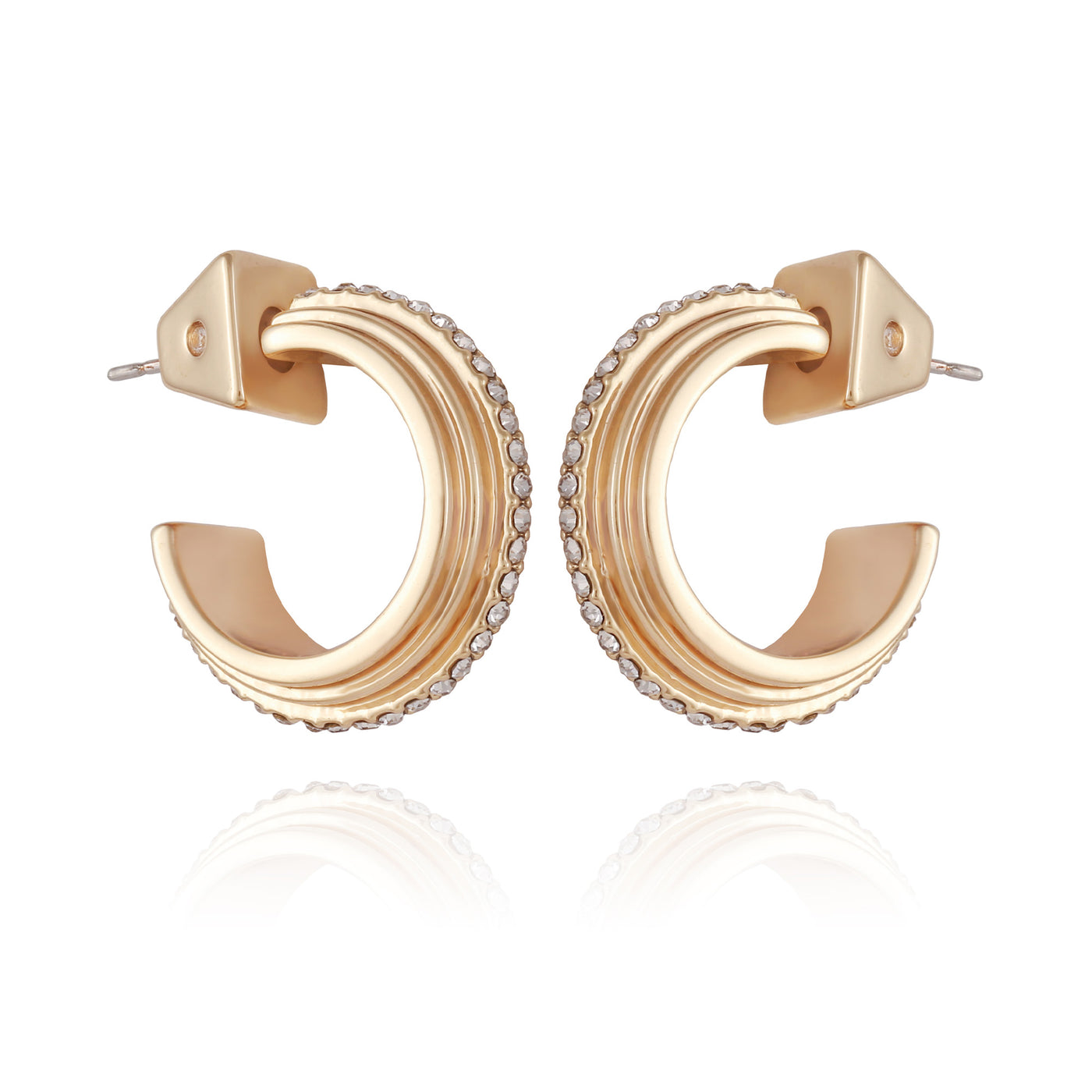 14K Goldtone Crystal Huggie Hoop Earring - Vince Camuto
