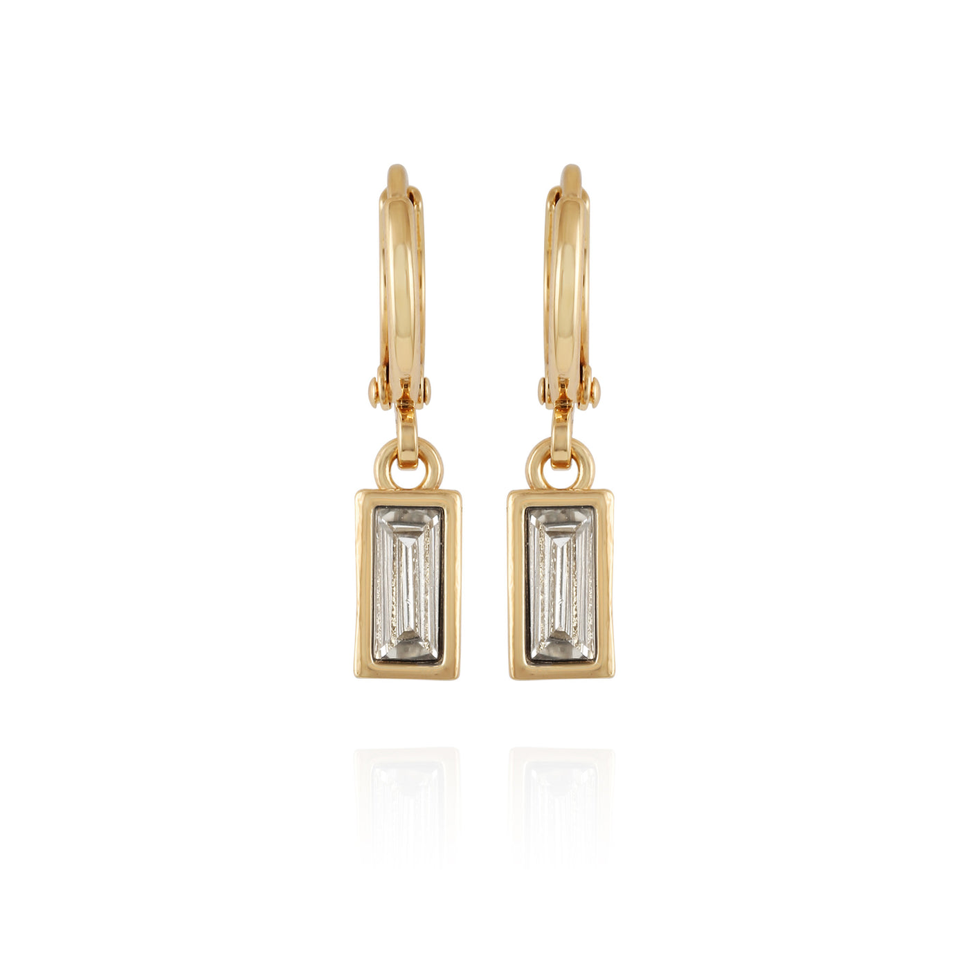 Rectangular Glass Stone Huggie Drop Earrings - Vince Camuto