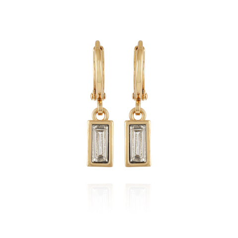 Rectangular Glass Stone Huggie Drop Earrings - Vince Camuto