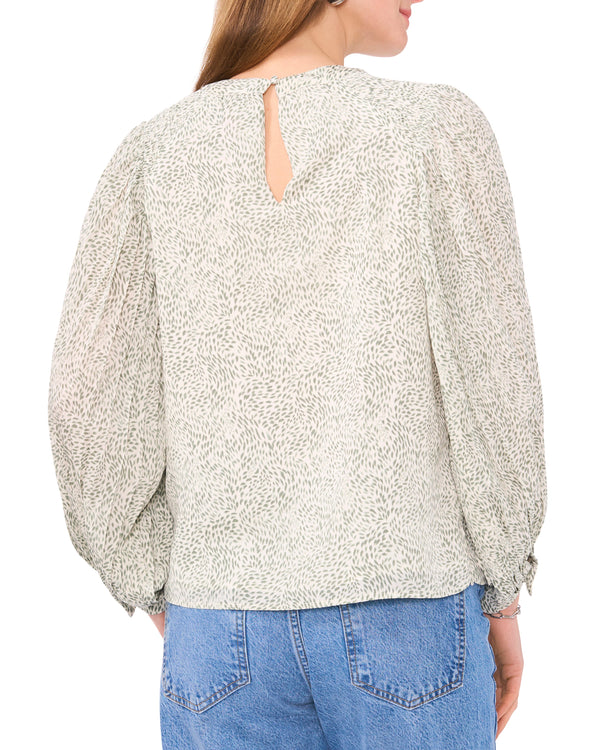 Pleated Sleeve Smocked-Shoulder Top - Vince Camuto