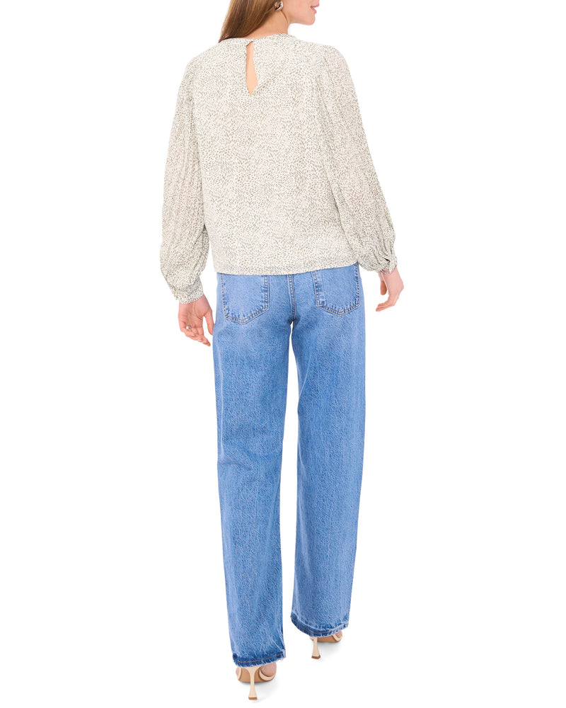 Pleated Sleeve Smocked-Shoulder Top - Vince Camuto