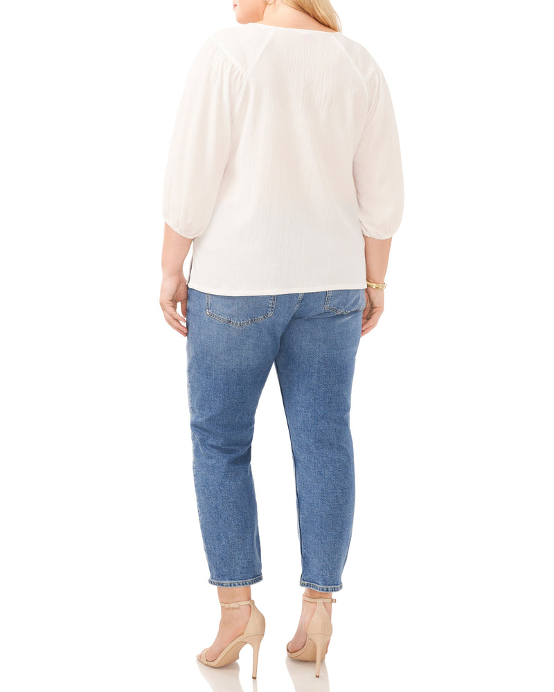 Plus-Size Textured Puff Sleeve Top - Vince Camuto