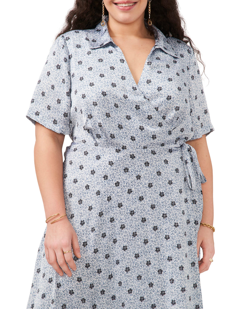 Plus-Size Leaf Print Wrap Dress - Vince Camuto