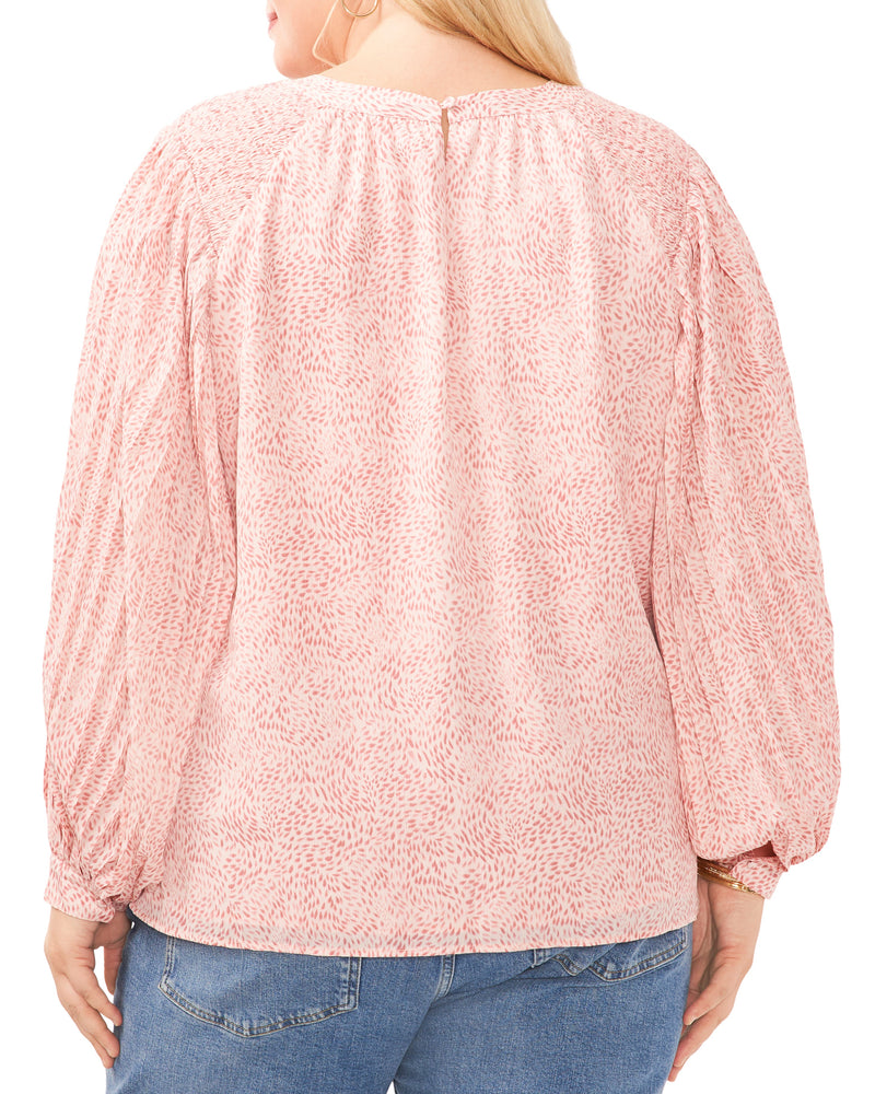 Plus-Size Pleated Sleeve Smocked Shoulder Top - Vince Camuto