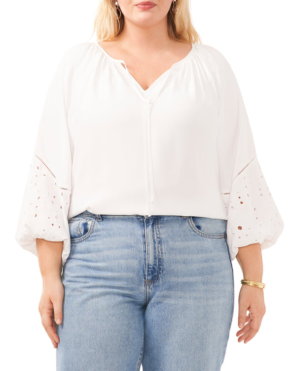 Plus-Size Ruched V-Neck Blouse - Vince Camuto