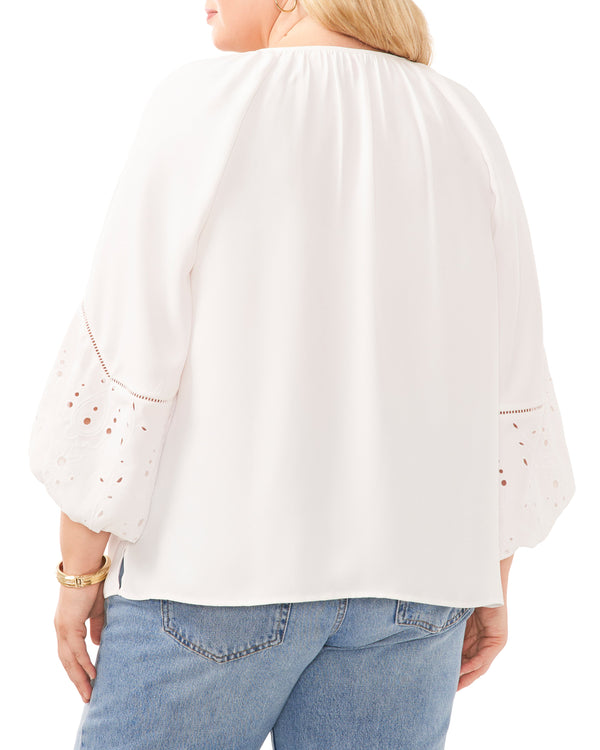 Plus-Size Ruched V-Neck Blouse - Vince Camuto