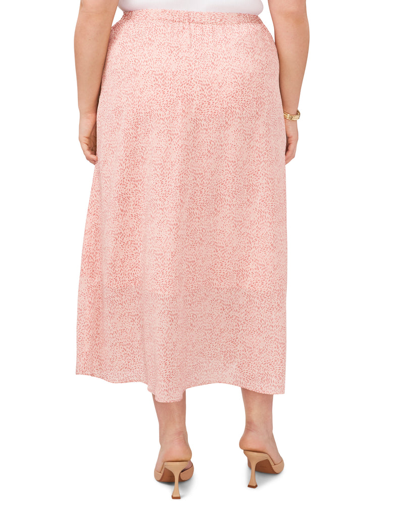 Plus-Size Swirling-Dot-Print Crossover Midi Skirt - Vince Camuto