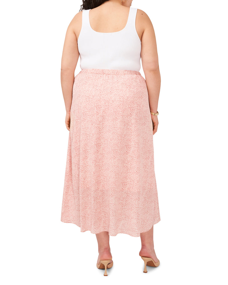 Plus-Size Swirling-Dot-Print Crossover Midi Skirt - Vince Camuto