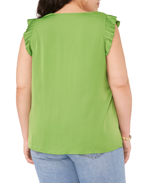 V-Neck Pleated Sleeve Blouse - Vince Camuto