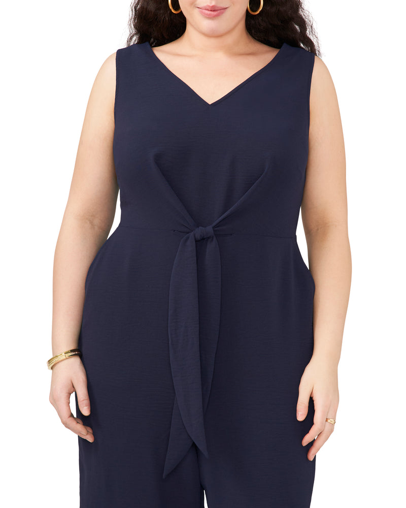 Plus-Size V-Neck Jumpsuit With Front Tie - Vince Camuto