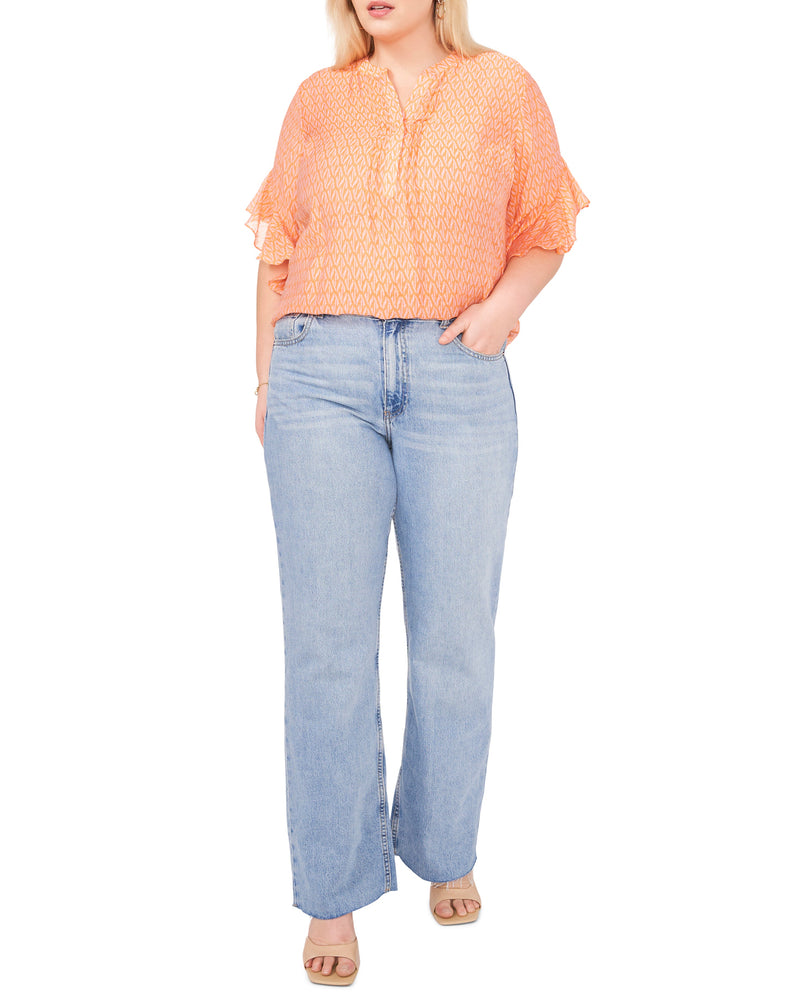 Plus-Size Pintuck Pleated Flutter Sleeve Blouse - Vince Camuto