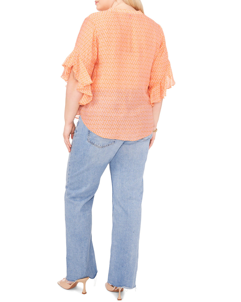 Plus-Size Pintuck Pleated Flutter Sleeve Blouse - Vince Camuto
