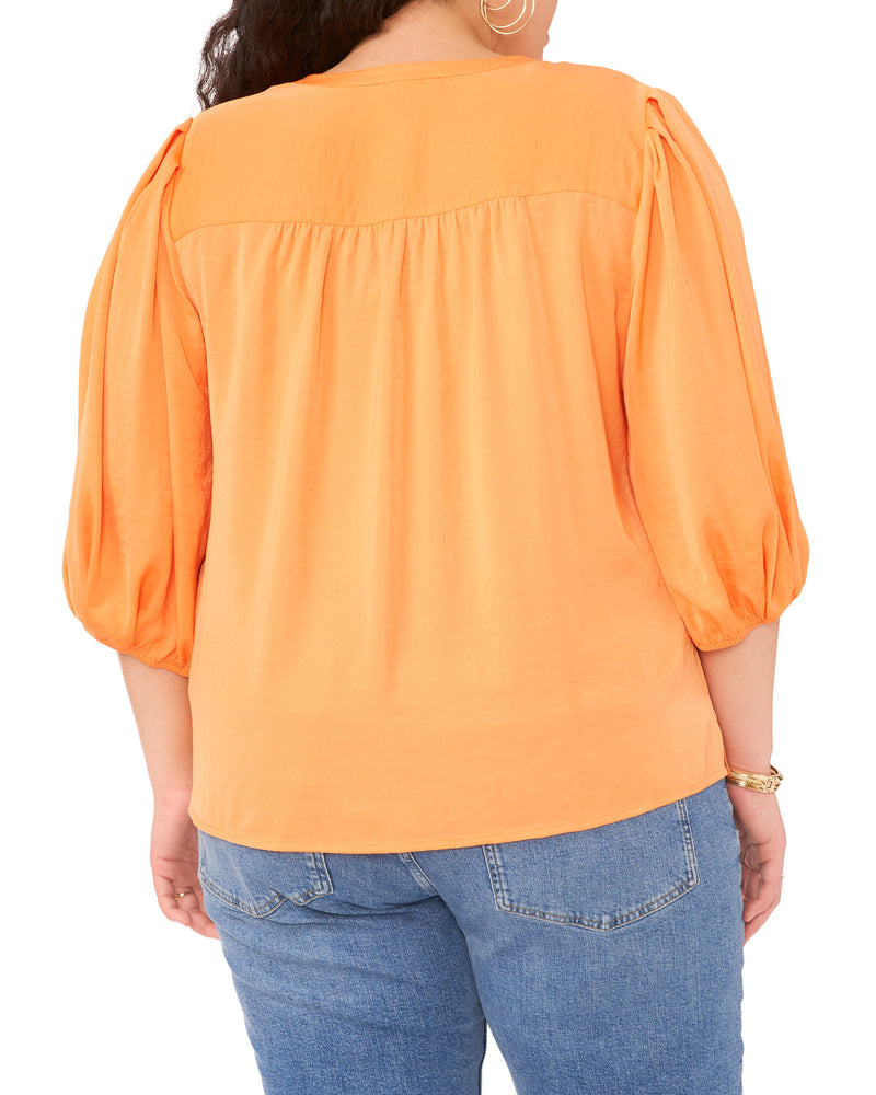 Plus-Size Button Down Balloon Sleeve Blouse - Vince Camuto