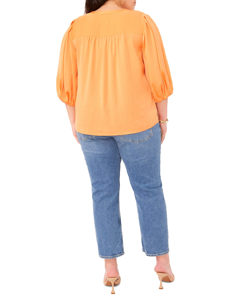 Plus-Size Button Down Balloon Sleeve Blouse - Vince Camuto
