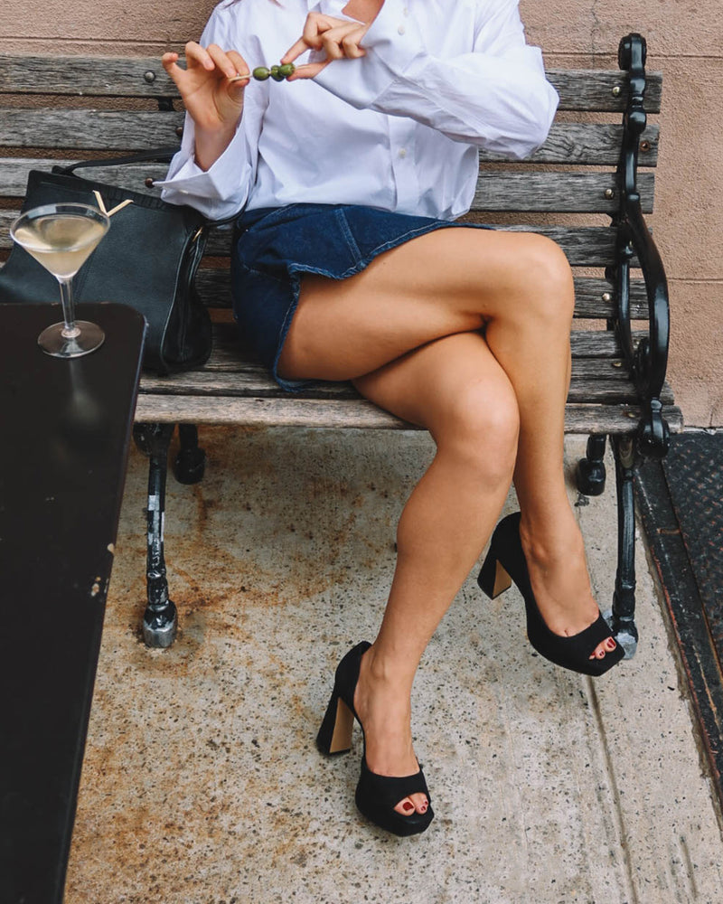 Bryanna Peep Toe Platform Pump - Black - Vince Camuto