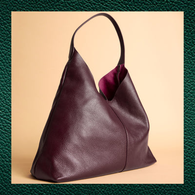 Jenna Hobo Bag in Wineberry with Green Cyber Week Background