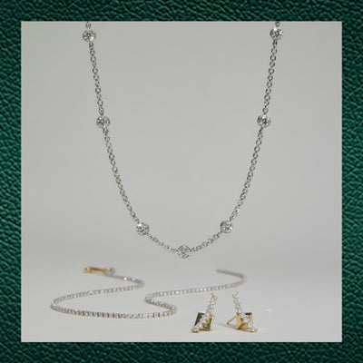 Jewelry with Green Cyber Week Background