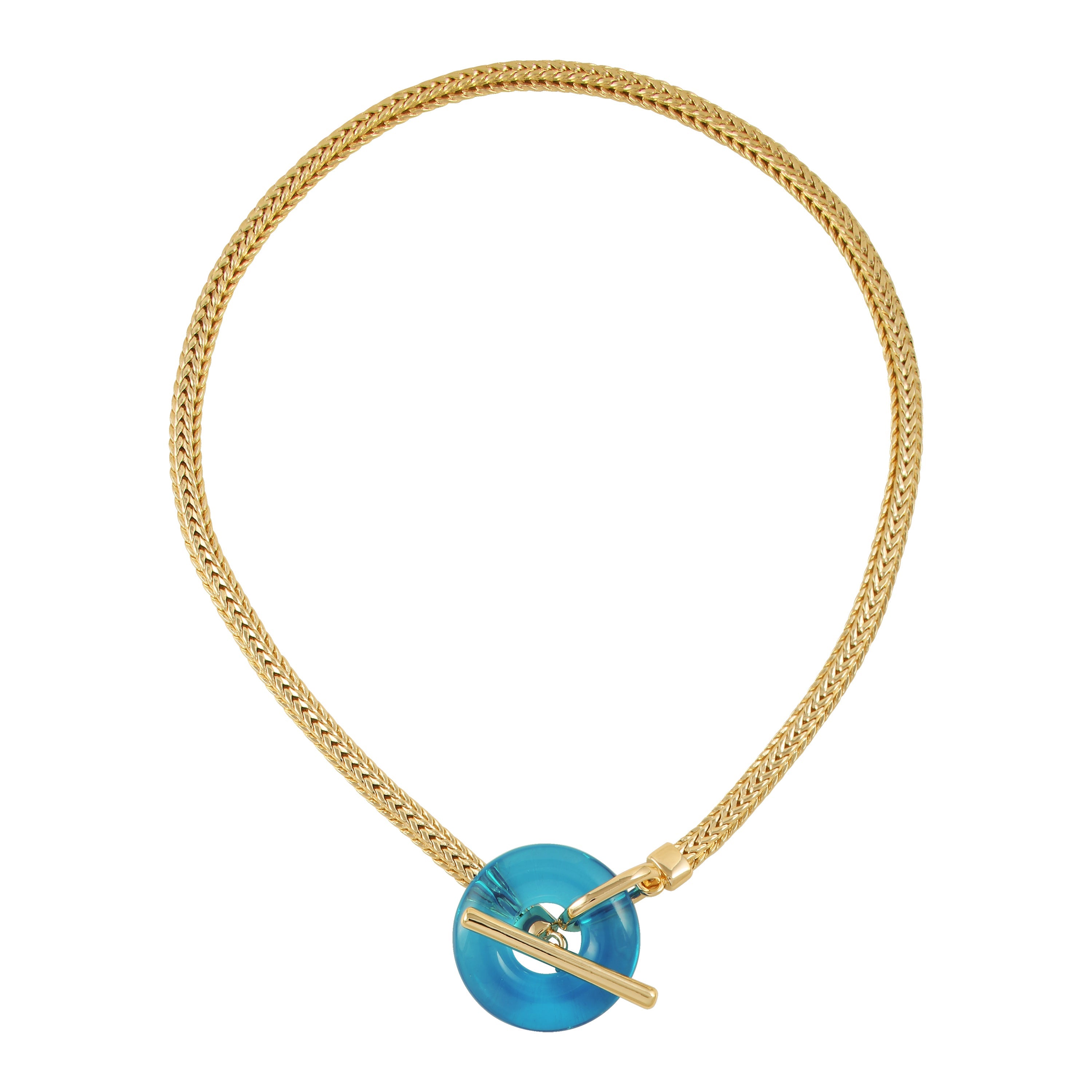 Goldtone Blue Candy Stone Snake Chain Necklace - Gold Tone - Vince Camuto