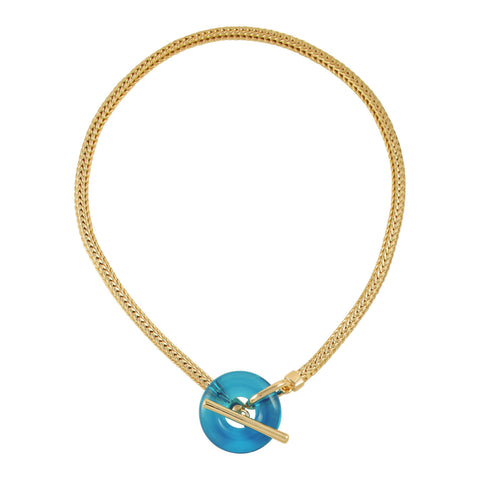 Goldtone Blue Candy Stone Snake Chain Necklace - Gold Tone - Vince Camuto