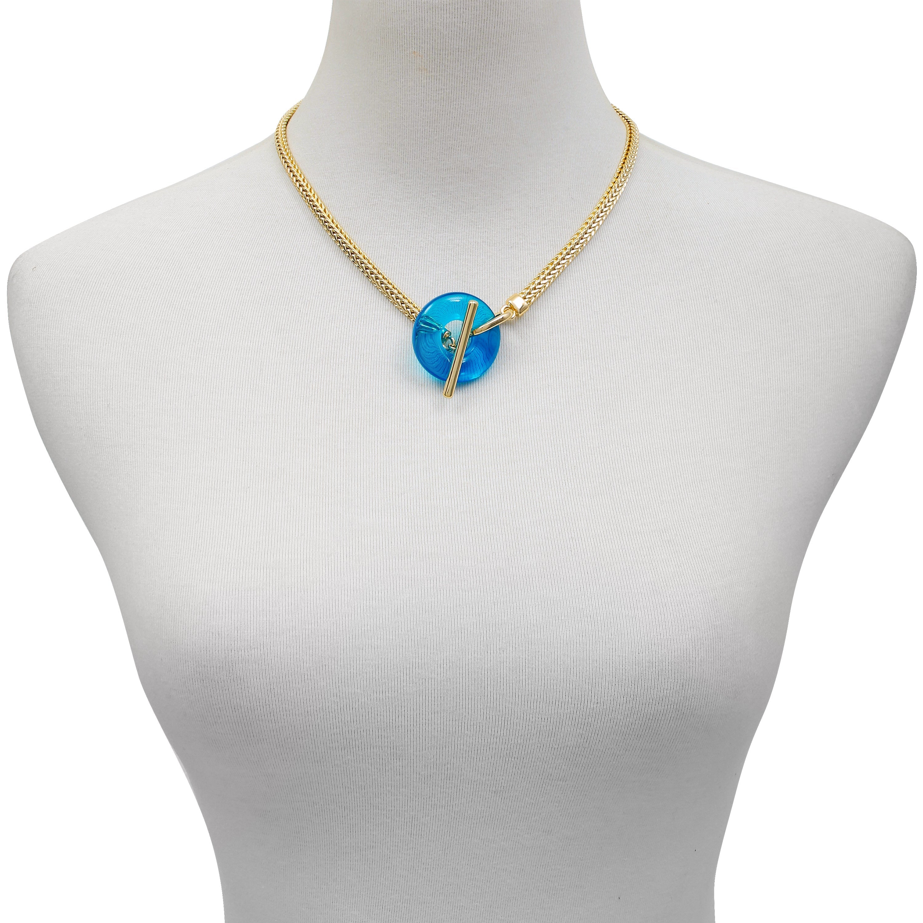 Goldtone Blue Candy Stone Snake Chain Necklace - Gold Tone - Vince Camuto