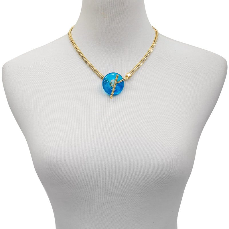 Goldtone Blue Candy Stone Snake Chain Necklace - Gold Tone - Vince Camuto