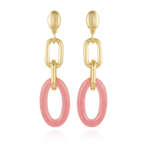 Goldtone Pink Candy Interlocking Drop Earrings - Vince Camuto