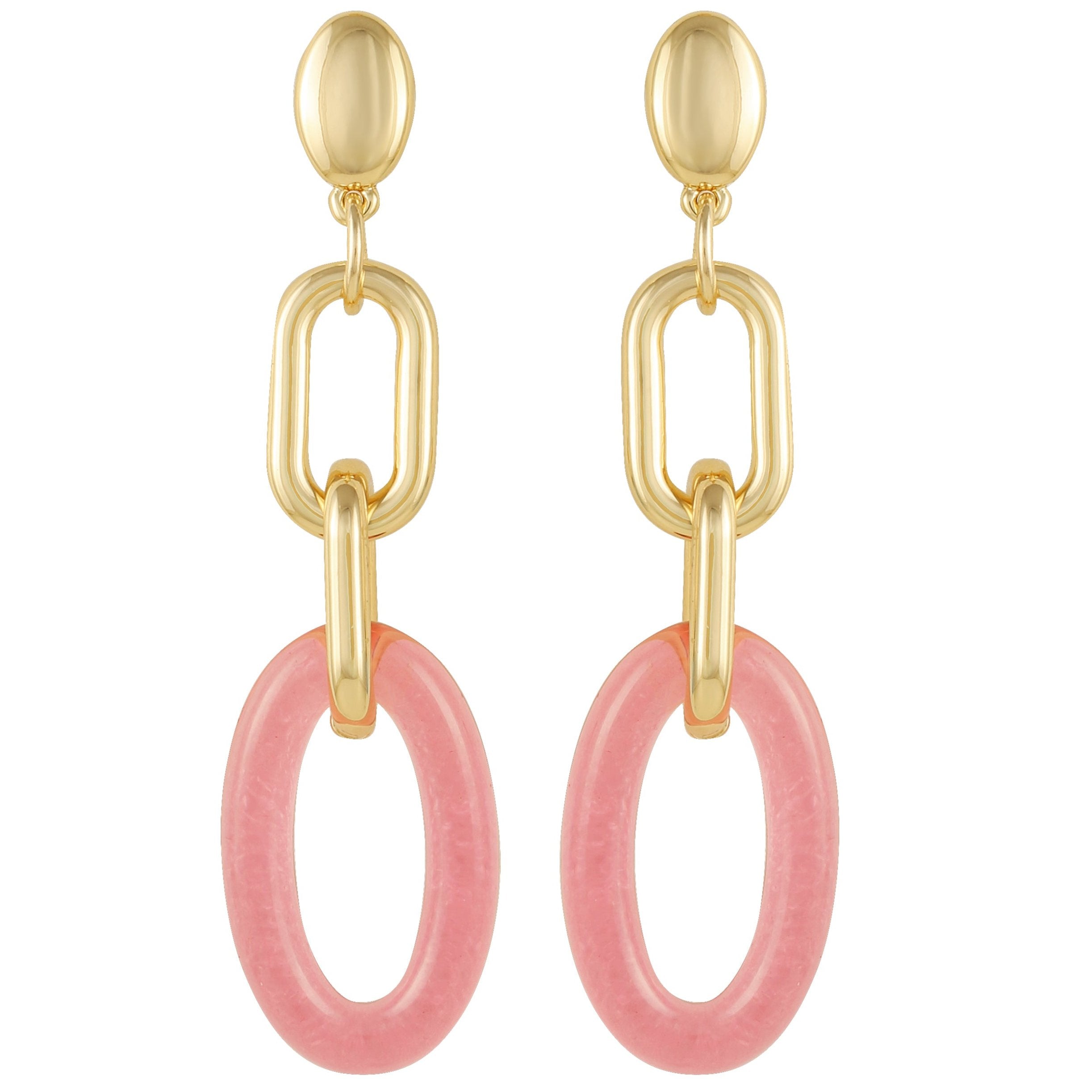Goldtone Pink Candy Interlocking Drop Earrings - Gold Tone - Vince Camuto