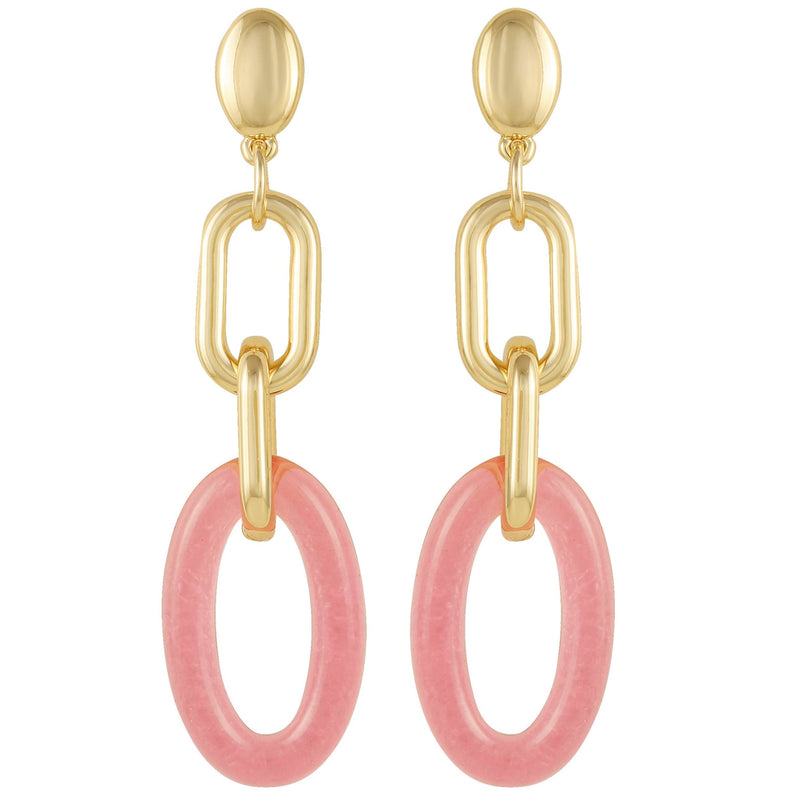 Goldtone Pink Candy Interlocking Drop Earrings - Gold Tone - Vince Camuto