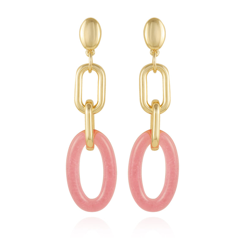 Goldtone Pink Candy Interlocking Drop Earrings - Gold Tone - Vince Camuto