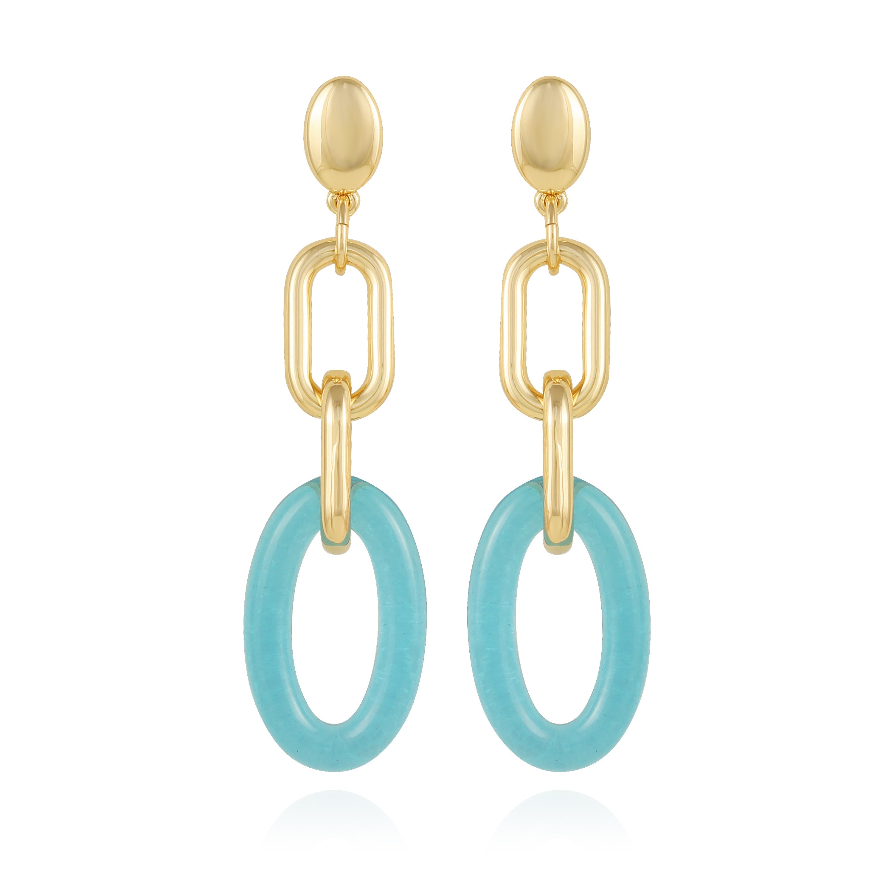 Goldtone Blue Candy Interlocking Drop Earrings - Gold Tone - Vince Camuto