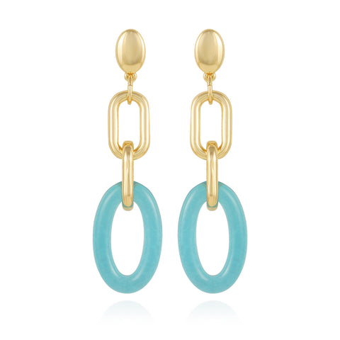 Goldtone Blue Candy Interlocking Drop Earrings - Gold Tone - Vince Camuto