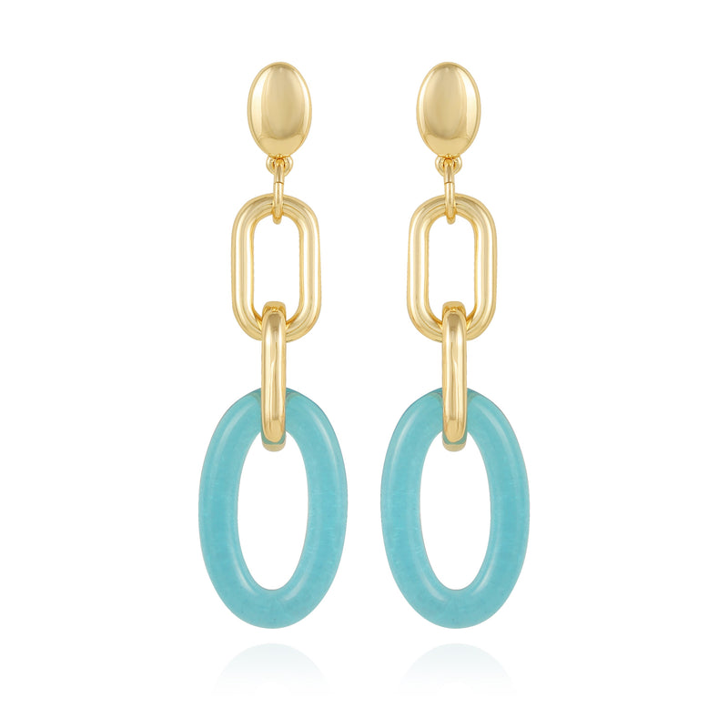 Goldtone Blue Candy Interlocking Drop Earrings - Gold Tone - Vince Camuto