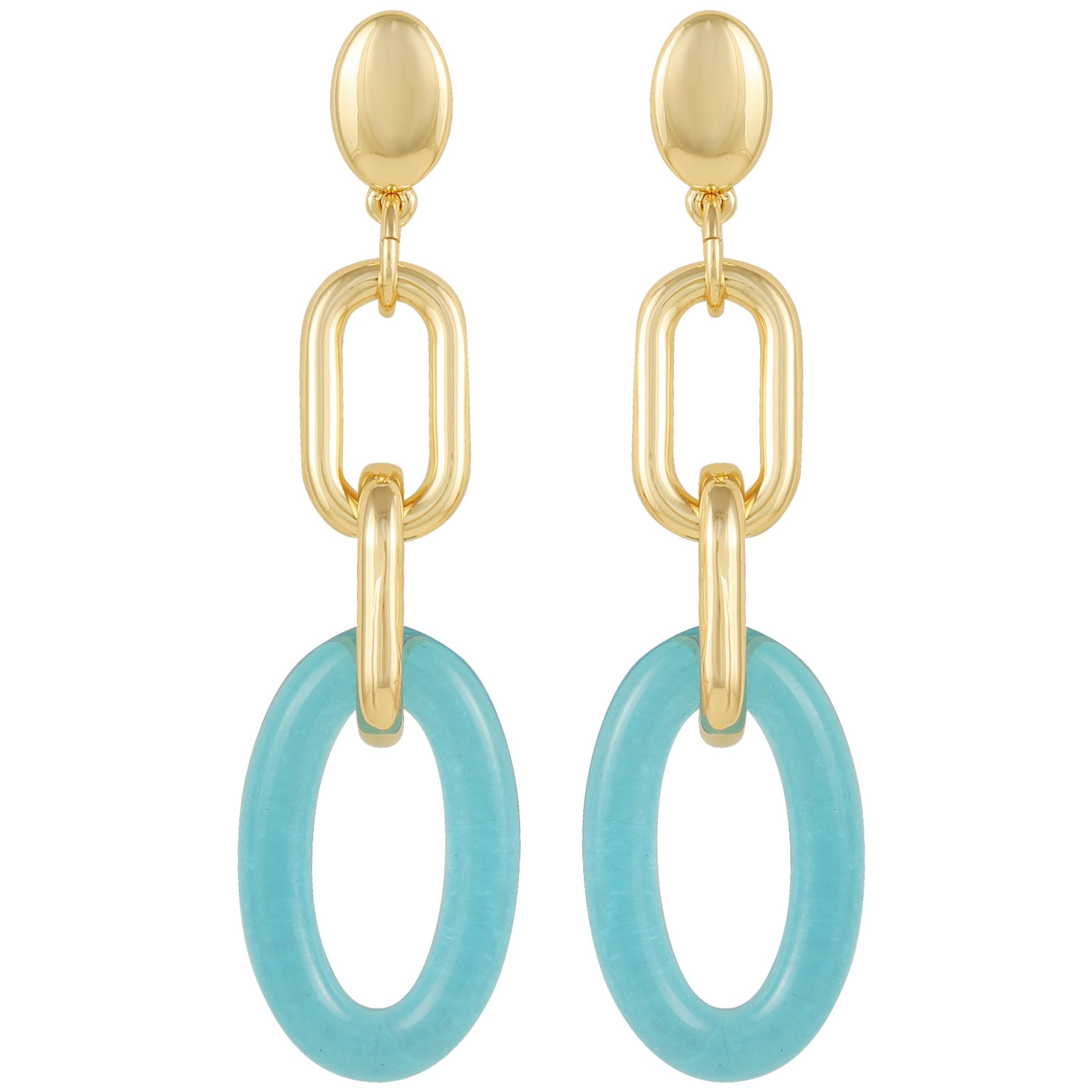 Goldtone Blue Candy Interlocking Drop Earrings - Gold Tone - Vince Camuto