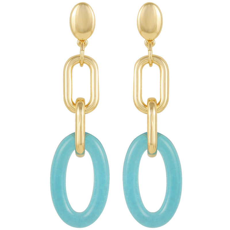 Goldtone Blue Candy Interlocking Drop Earrings - Gold Tone - Vince Camuto
