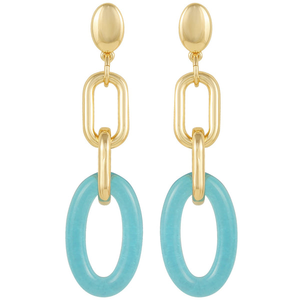 Goldtone Blue Candy Interlocking Drop Earrings - Vince Camuto