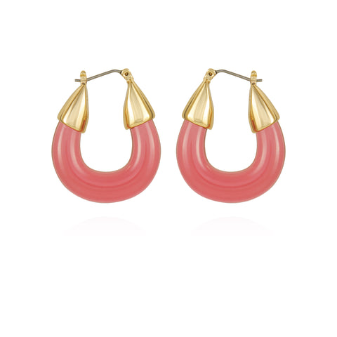 Goldtone Pink Candy Hoop Earrings - Vince Camuto