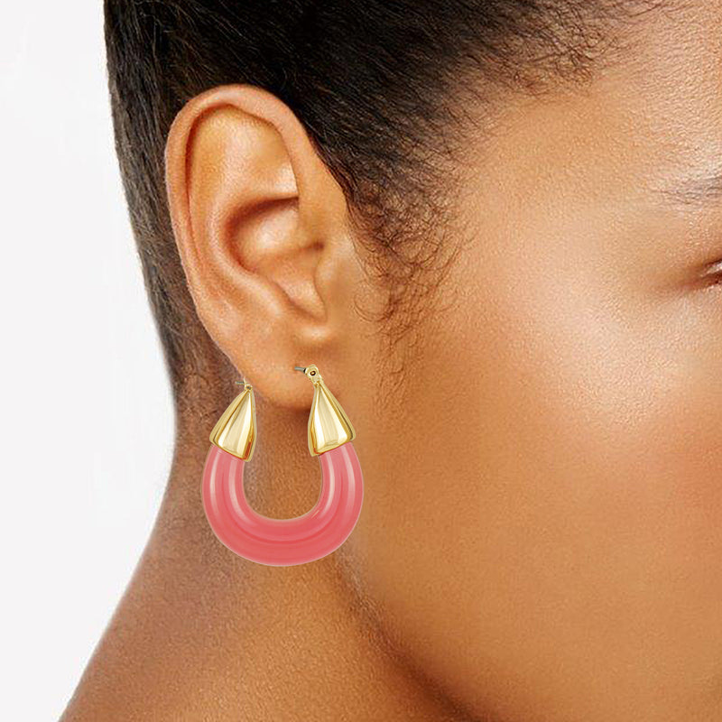 Goldtone Pink Candy Hoop Earrings - Vince Camuto
