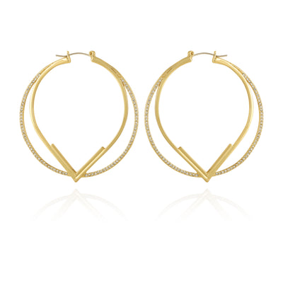 Double Hoop V Pave Earrings - Vince Camuto