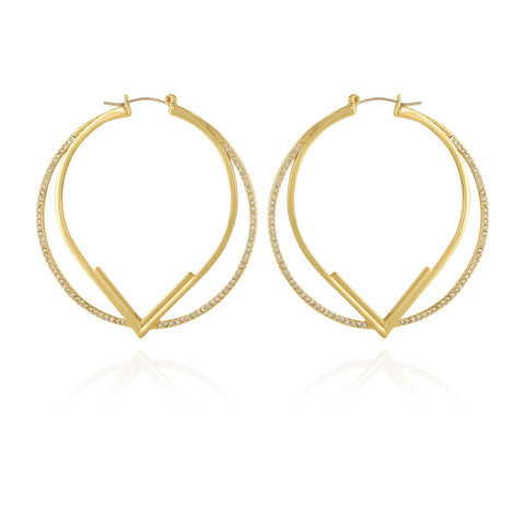Double Hoop V Pave Earrings - Vince Camuto