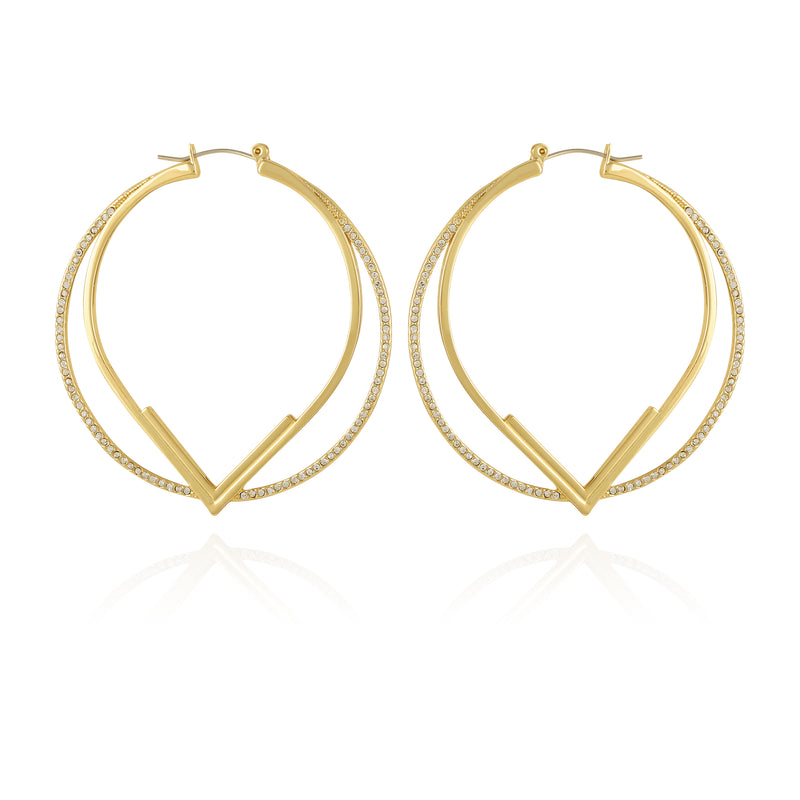 Double Hoop V Pave Earrings - Vince Camuto