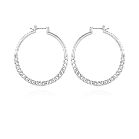 Silvertone Chain Link Hoop Earrings - Silver Tone - Vince Camuto