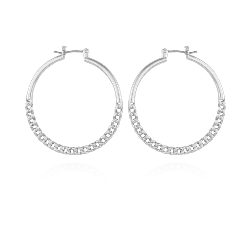 Silvertone Chain Link Hoop Earrings - Silver Tone - Vince Camuto