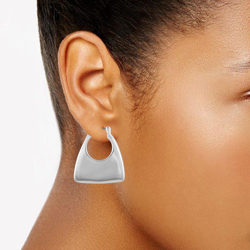 Silvertone Purse Click Hoop Earrings - Vince Camuto