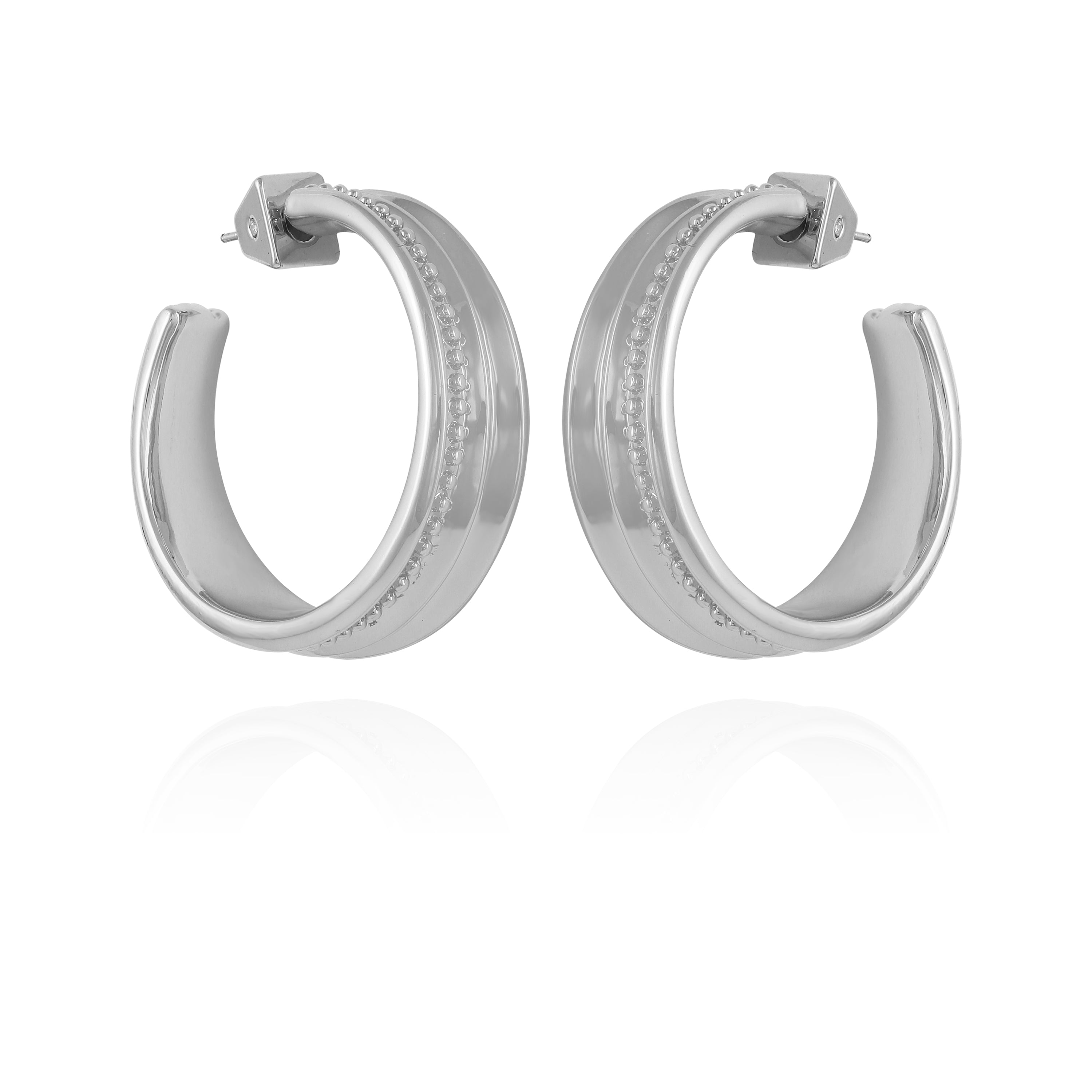 Chunky Open Hoop Earrings - Silver Tone - Vince Camuto