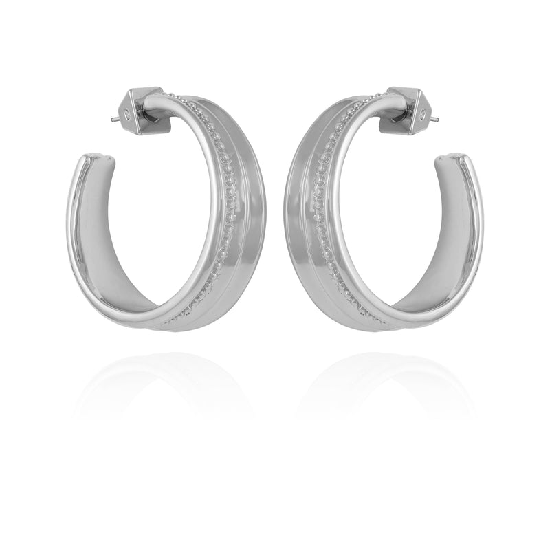 Chunky Open Hoop Earrings - Silver Tone - Vince Camuto