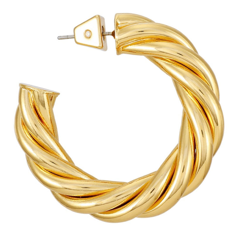 Goldtone Textured Rope Hoop Earrings - Gold Tone - Vince Camuto
