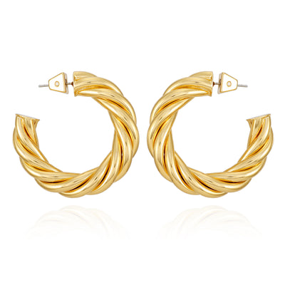 Goldtone Textured Rope Hoop Earrings - Vince Camuto
