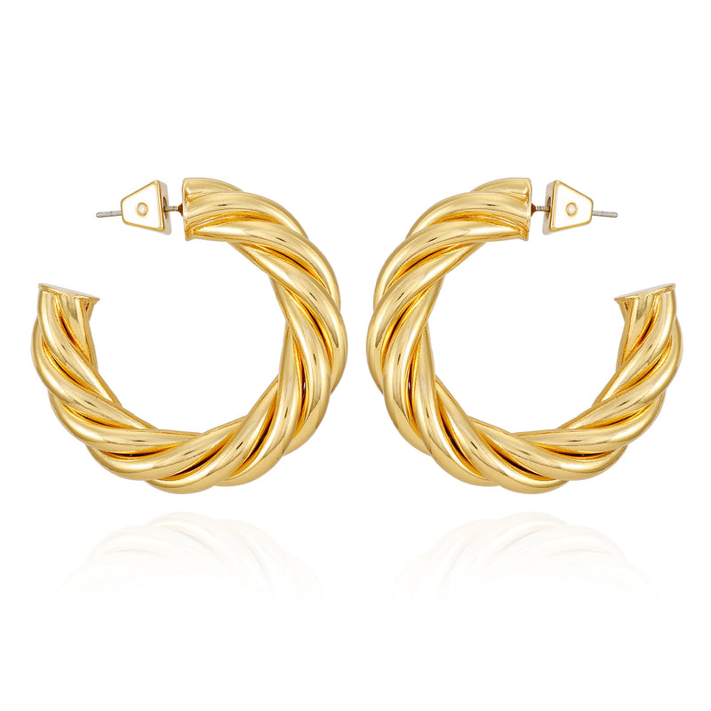 Goldtone Textured Rope Hoop Earrings - Vince Camuto